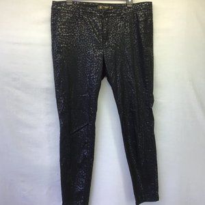 Kardasion Women's Pants Black Animal Print Jeggings Sheen 5 Pocket Belted 14